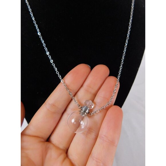 Glass Vial Necklace Silver Pendant Aromatherapy Locket Chain Gift Perfume Bottle - Picture 6 of 7